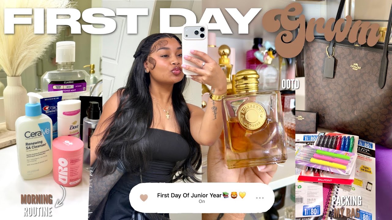 FIRST DAY OF SCHOOL GRWM ✰ | junior year, chit chat, ootd, mini vlog + moree