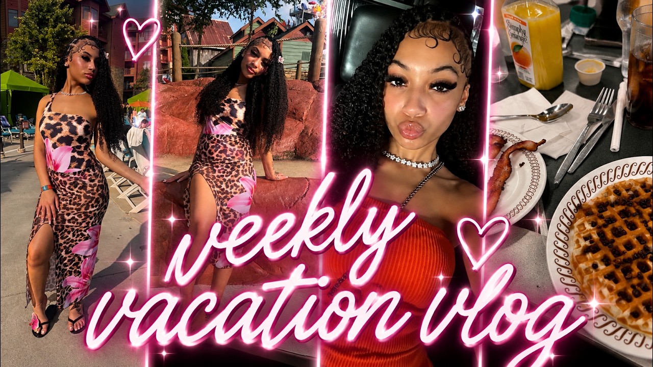 Vacation vlog + sat down & ate at waffle + waterpark